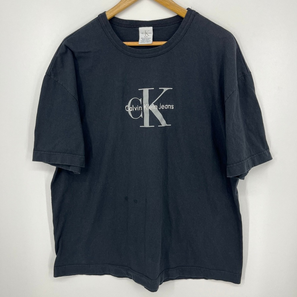 Calvin Klein Jeans Mens Logo Graphic T-Shirt Black XL Short Sleeve Crew Neck